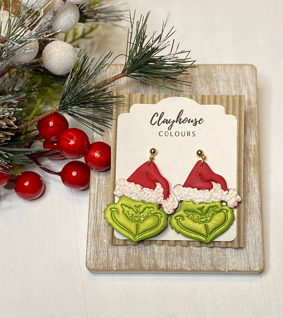 Mean Green Clay Earrings