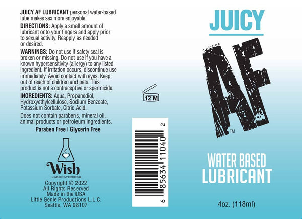 Juicy AF Water Base Lubricant, 4oz Best Dressed Boutique Juicy AF Water Base Lubricant, 4oz Best Dressed Boutique