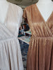Bronze Metallic Pleats Dress S-3XL