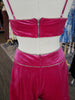 Fuchsia Rhinestone Trim Crop Top