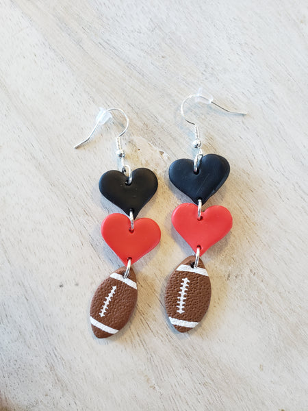 Black/Red Football Dangles