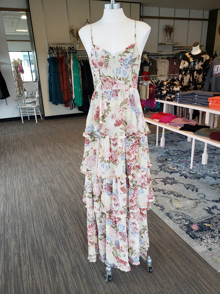 Romantic Rose Print Maxi Dress