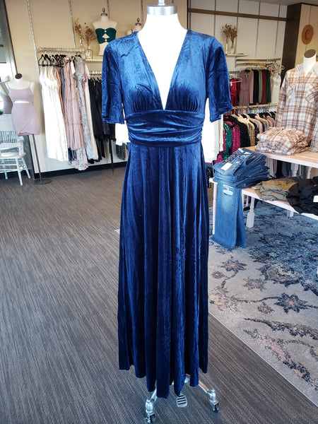 Navy Velvet Maxi Dress