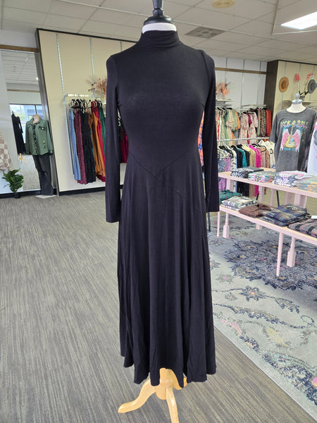 blue dress for baby girl Black Turtleneck Bodycon Maxi Dress