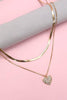 Gold DBL Layer Rhine Heart Necklace