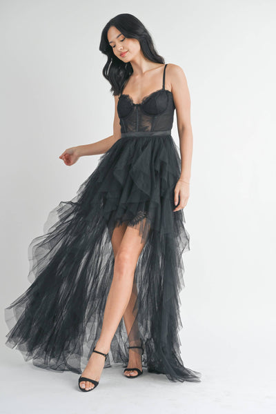 Black Tulle Maxi Dress W/Slit – Best Dressed Boutique