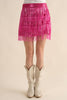 Hot Pink Tiered Sequin Mini Skirt