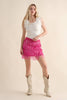 Hot Pink Tiered Sequin Mini Skirt