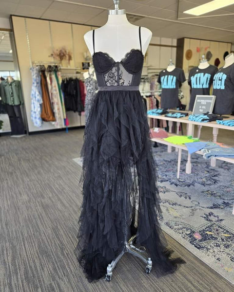 Black Tulle Maxi Dress W/Slit Best Dressed Boutique Black Tulle Maxi Dress W/Slit Best Dressed Boutique
