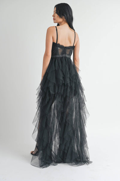 Black Tulle Maxi Dress W/Slit – Best Dressed Boutique