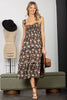 Brown Floral Midi Dress