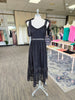 Black Tie Shoulder Lace Midi Dress