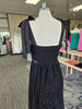 Black Tie Shoulder Lace Midi Dress