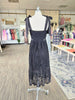 Black Tie Shoulder Lace Midi Dress
