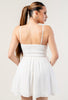 White Crinkle Ruffle Mini Dress