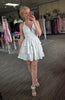 White Eyelet Halter Mini Dress
