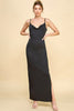 Black Cowl Neck W Layered Strap Maxi Dress