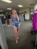 Dusty Blue Ribbed Snap Button Crop Top