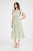 Light Sage Tie Shoulder Lace Midi Dress