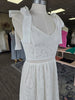 Off White Tie Shoulder Lace Midi Dress