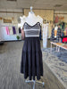 Black Embroidery Smocked Midi Dress