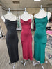 Black Cowl Neck W Layered Strap Maxi Dress