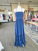 Navy Smocked Open Back Maxi Dress
