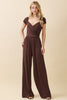 Cocoa Ruched Surplice Palazzo Jumpsuit