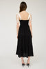 Black Embroidery Smocked Midi Dress