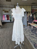 Off White Tie Shoulder Lace Midi Dress