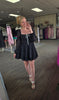 Black Swiss Dot Tiered Mini Dress