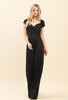 Black Ruched Surplice Palazzo Jumpsuit
