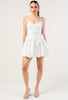 White Crinkle Ruffle Mini Dress