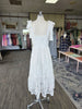 Off White Tie Shoulder Lace Midi Dress