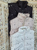 Light Khaki Polka Dot & Bow Puffer Vest