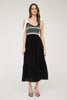 Black Embroidery Smocked Midi Dress