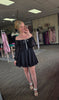 Black Swiss Dot Tiered Mini Dress