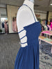 Navy Smocked Open Back Maxi Dress