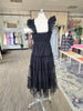 Black Tulle Smoked Midi Dress