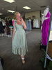 Light Sage Tie Shoulder Lace Midi Dress