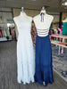 Off White Smocked Open Back Maxi Dress