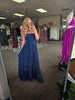 Navy Smocked Open Back Maxi Dress