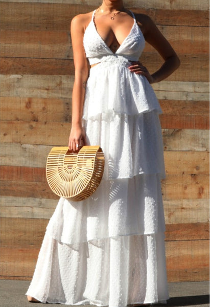 White Ruffled Maxi Dress