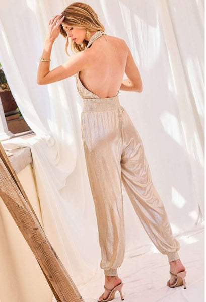 Champagne Halter Jumpsuit