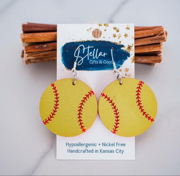 Softball Acrylic Dangles