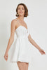 White Pintuck Lace Up Mini Dress