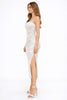 Off White Mesh Ruched Midi Dress