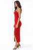 Red Basic Maxi Slit Dress