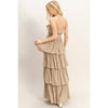 Taupe Tiered Strapless Ruffle Dress
