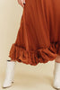 Rust Puff Bottom Midi Dress